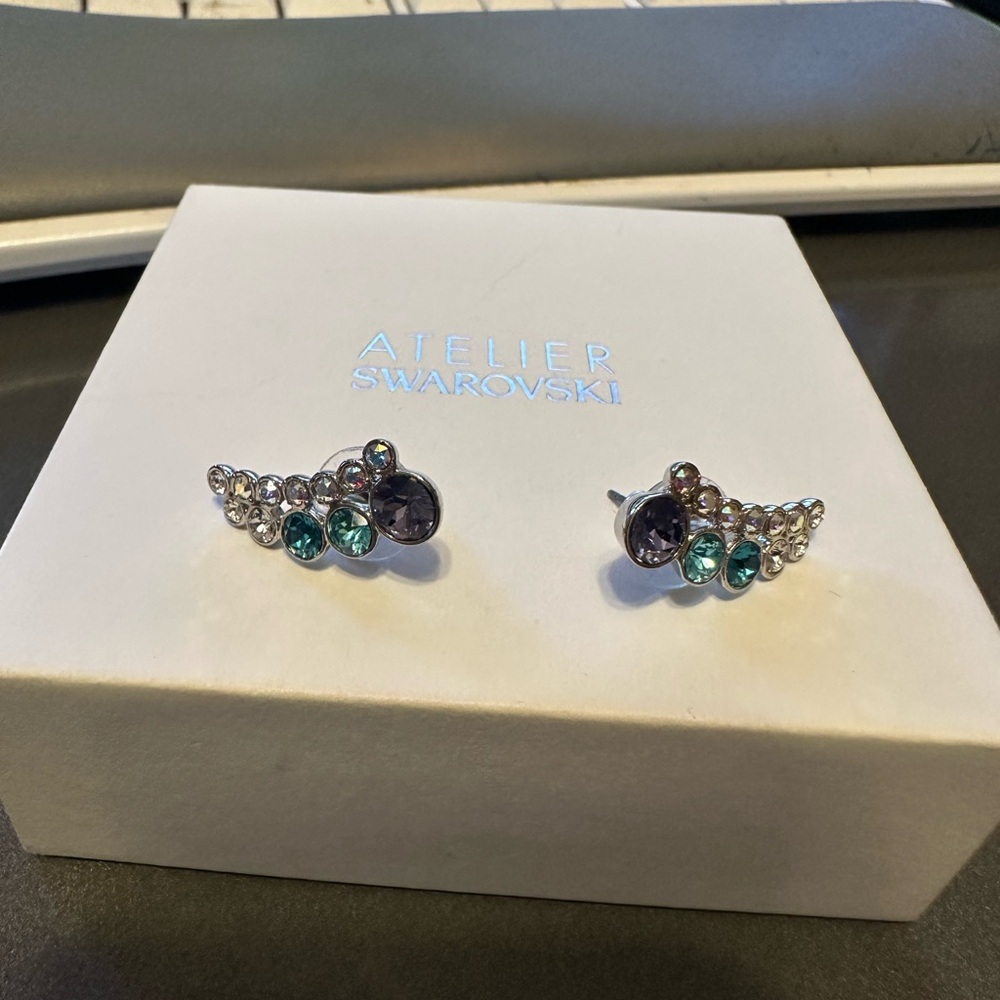 LIKE NEW SWAROVSKI multi gem earrings unique and gorgeous
